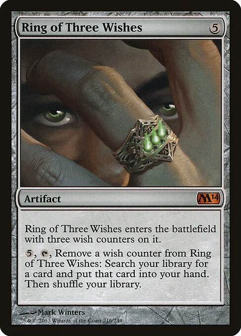Ring of Three Wishes, carta Magic di tipo Artifact illustrata da Mark Winters