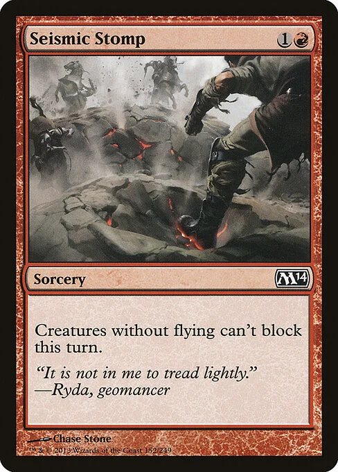 Seismic Stomp, carta Magic di tipo Sorcery illustrata da Chase Stone