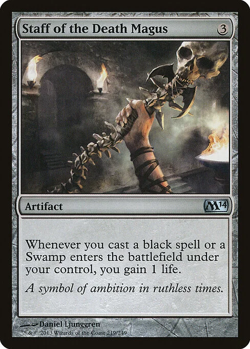 Staff of the Death Magus, carta Magic di tipo Artifact illustrata da Daniel Ljunggren