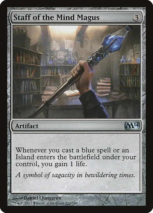 Staff of the Mind Magus, carta Magic di tipo Artifact illustrata da Daniel Ljunggren