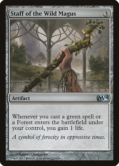 Staff of the Wild Magus, carta Magic di tipo Artifact illustrata da Daniel Ljunggren