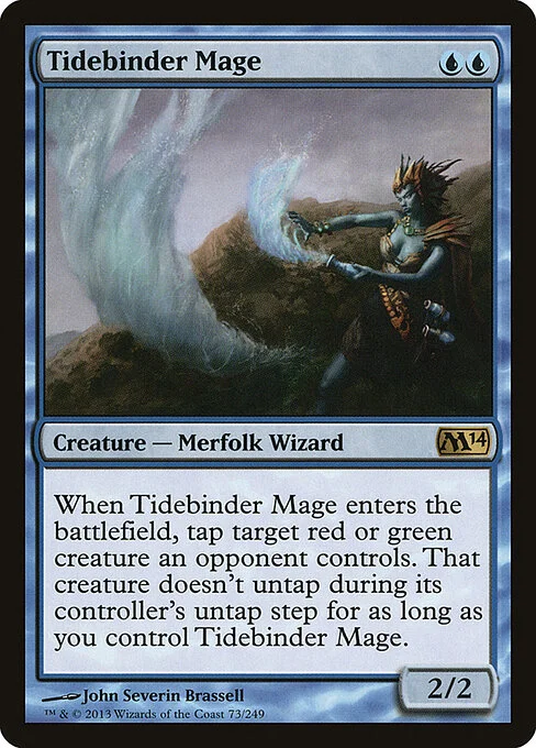 Tidebinder Mage, carta Magic di tipo Creature — Merfolk Wizard illustrata da John Severin Brassell