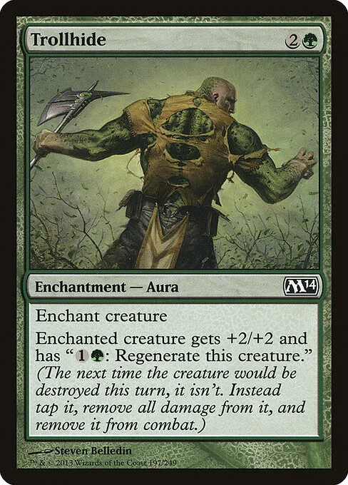 Trollhide, carta Magic di tipo Enchantment — Aura illustrata da Steven Belledin