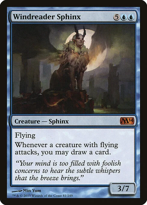 Windreader Sphinx, carta Magic di tipo Creature — Sphinx illustrata da Min Yum