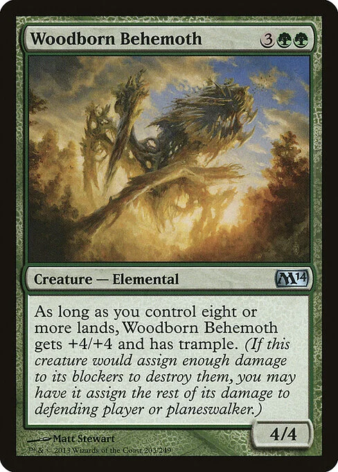 Woodborn Behemoth, carta Magic di tipo Creature — Elemental illustrata da Matt Stewart