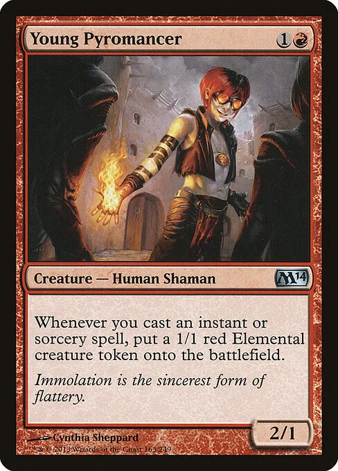 Young Pyromancer, carta Magic di tipo Creature — Human Shaman illustrata da Cynthia Sheppard