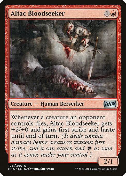 Altac Bloodseeker, carta Magic di tipo Creature — Human Berserker illustrata da Cynthia Sheppard