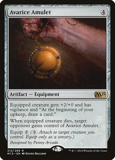 Avarice Amulet, carta Magic di tipo Artifact — Equipment illustrata da Steven Belledin