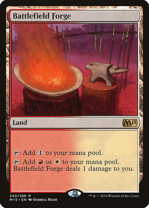 Battlefield Forge, carta Magic di tipo Land illustrata da Darrell Riche