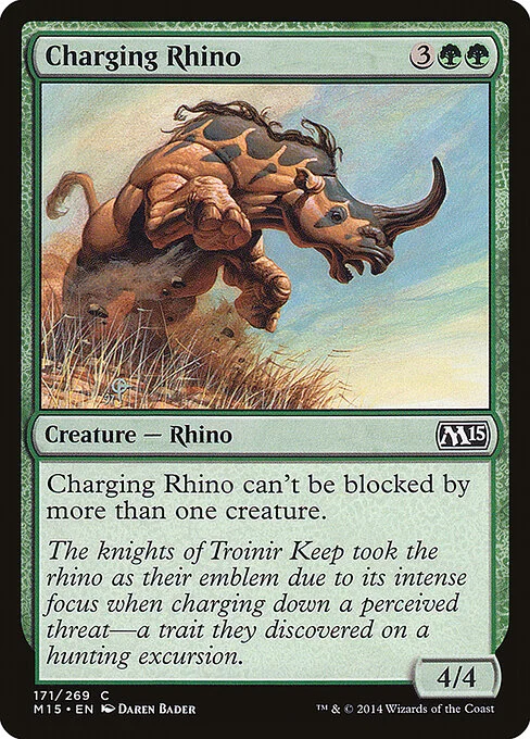 Charging Rhino, carta Magic di tipo Creature — Rhino illustrata da Daren Bader