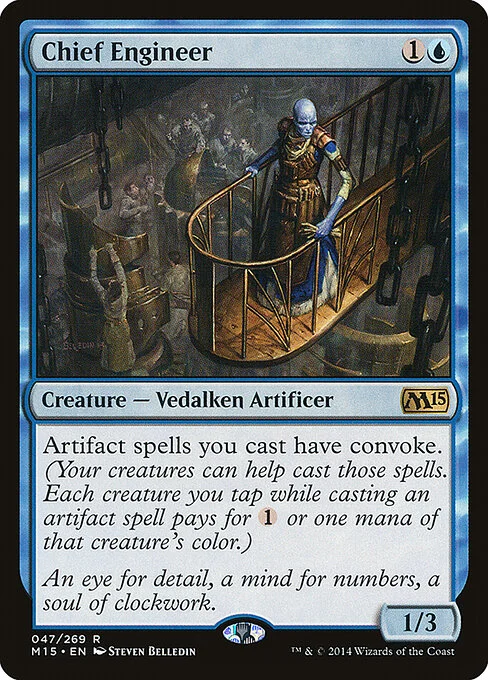 Chief Engineer, carta Magic di tipo Creature — Vedalken Artificer illustrata da Steven Belledin