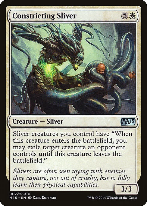 Constricting Sliver, carta Magic di tipo Creature — Sliver illustrata da Karl Kopinski