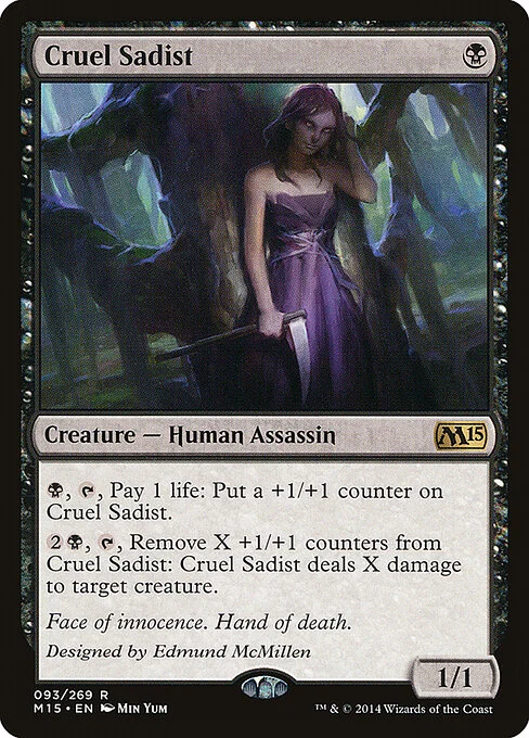 Cruel Sadist, carta Magic di tipo Creature — Human Assassin illustrata da Min Yum