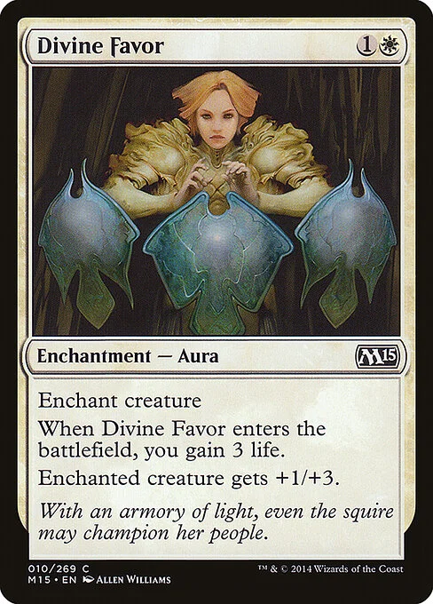 Divine Favor, carta Magic di tipo Enchantment — Aura illustrata da Allen Williams