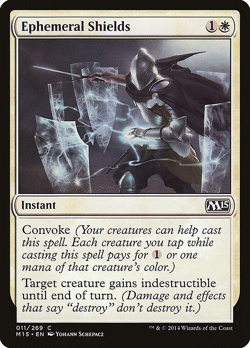 Ephemeral Shields, carta Magic di tipo Instant illustrata da Yohann Schepacz