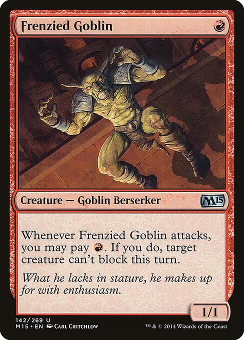 Frenzied Goblin, carta Magic di tipo Creature — Goblin Berserker illustrata da Carl Critchlow