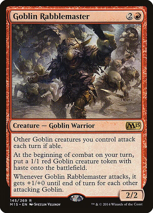Goblin Rabblemaster, carta Magic di tipo Creature — Goblin Warrior illustrata da Svetlin Velinov