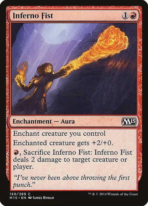Inferno Fist, carta Magic di tipo Enchantment — Aura illustrata da James Ryman