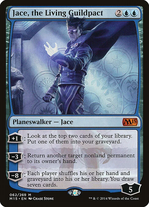Jace, the Living Guildpact, carta Magic di tipo Legendary Planeswalker — Jace illustrata da Chase Stone