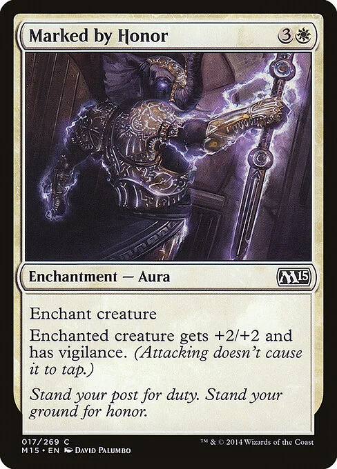 Marked by Honor, carta Magic di tipo Enchantment — Aura illustrata da David Palumbo