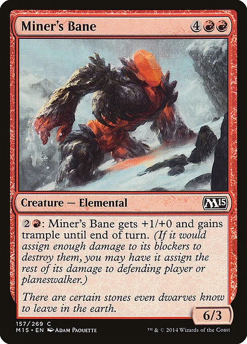 Miner's Bane, carta Magic di tipo Creature — Elemental illustrata da Adam Paquette