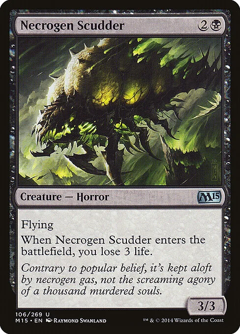 Necrogen Scudder, carta Magic di tipo Creature — Phyrexian Horror illustrata da Raymond Swanland