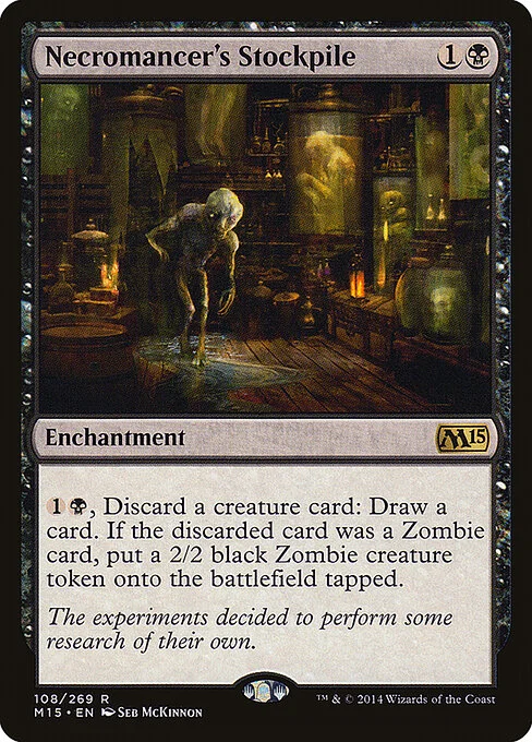Necromancer's Stockpile, carta Magic di tipo Enchantment illustrata da Seb McKinnon