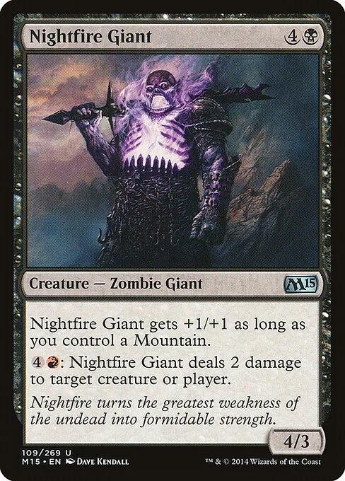 Nightfire Giant, carta Magic di tipo Creature — Zombie Giant illustrata da Dave Kendall