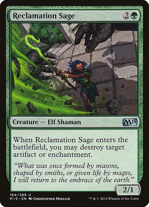 Reclamation Sage, carta Magic di tipo Creature — Elf Shaman illustrata da Christopher Moeller