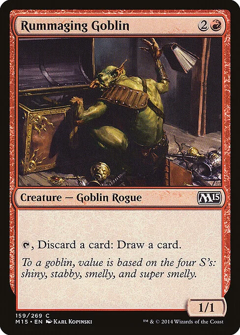 Rummaging Goblin, carta Magic di tipo Creature — Goblin Rogue illustrata da Karl Kopinski