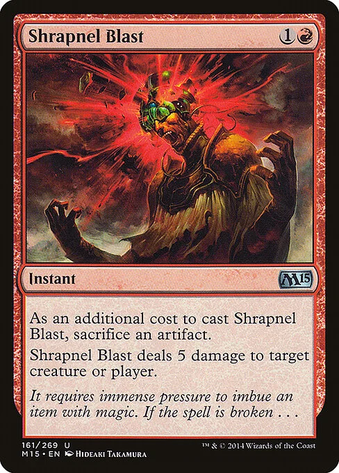 Shrapnel Blast, carta Magic di tipo Instant illustrata da Hideaki Takamura