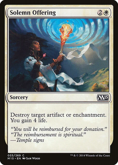 Solemn Offering, carta Magic di tipo Sorcery illustrata da Sam Wood
