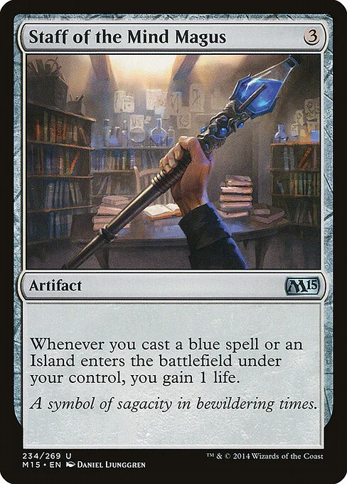 Staff of the Mind Magus, carta Magic di tipo Artifact illustrata da Daniel Ljunggren