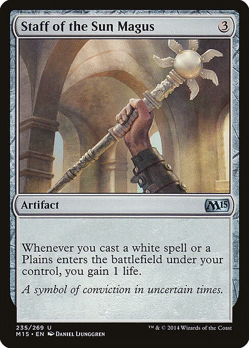 Staff of the Sun Magus, carta Magic di tipo Artifact illustrata da Daniel Ljunggren