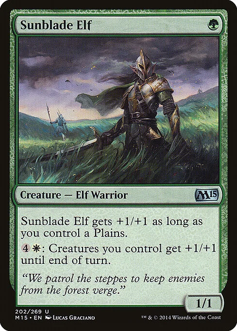 Sunblade Elf, carta Magic di tipo Creature — Elf Warrior illustrata da Lucas Graciano