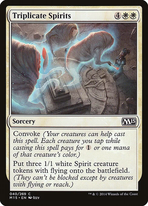 Triplicate Spirits, carta Magic di tipo Sorcery illustrata da Izzy