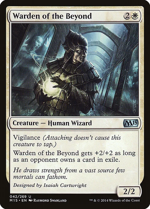 Warden of the Beyond, carta Magic di tipo Creature — Human Wizard illustrata da Raymond Swanland