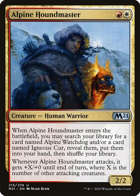 Alpine Houndmaster, carta Magic di tipo Creature — Human Warrior illustrata da Mark Behm