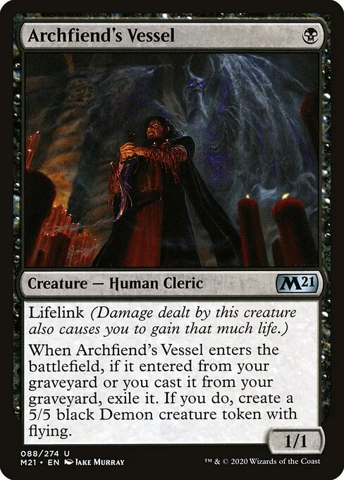 Archfiend's Vessel, carta Magic di tipo Creature — Human Cleric illustrata da Jake Murray