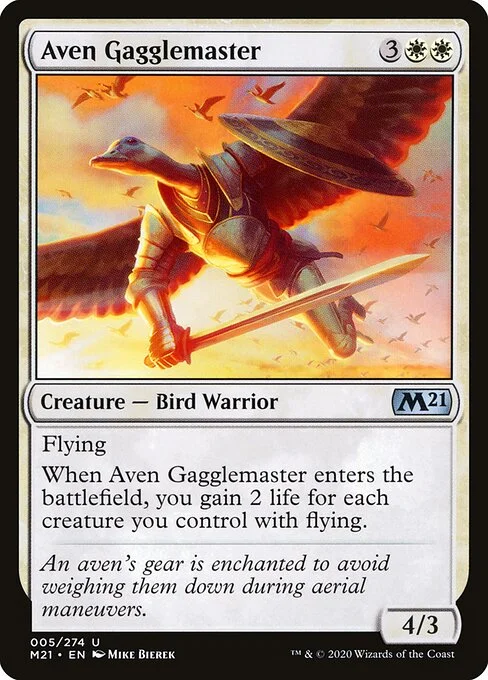 Aven Gagglemaster, carta Magic di tipo Creature — Bird Warrior illustrata da Mike Bierek