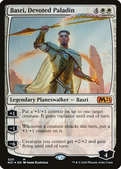 Basri, Devoted Paladin, carta Magic di tipo Legendary Planeswalker — Basri illustrata da Jason Rainville