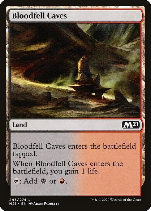 Bloodfell Caves, carta Magic di tipo Land illustrata da Adam Paquette
