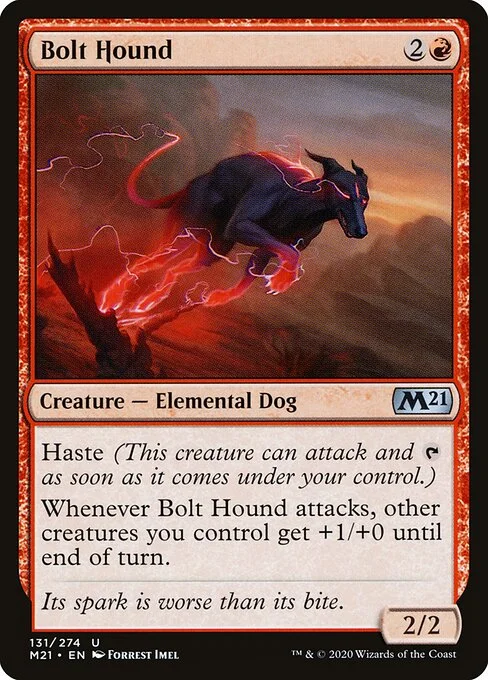 Bolt Hound, carta Magic di tipo Creature — Elemental Dog illustrata da Forrest Imel