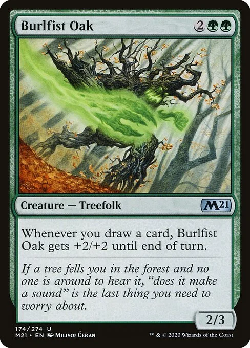 Burlfist Oak, carta Magic di tipo Creature — Treefolk illustrata da Milivoj Ćeran