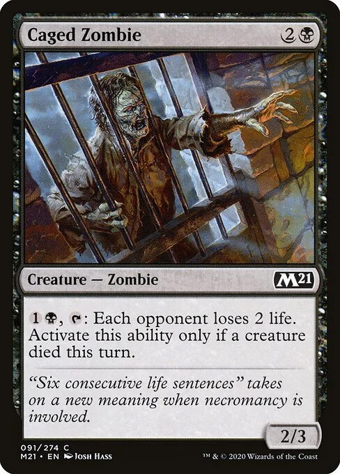 Caged Zombie, carta Magic di tipo Creature — Zombie illustrata da Josh Hass