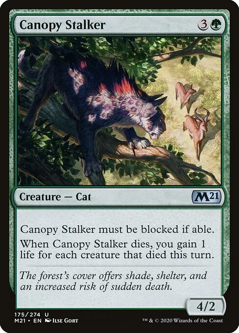 Canopy Stalker, carta Magic di tipo Creature — Cat illustrata da Ilse Gort