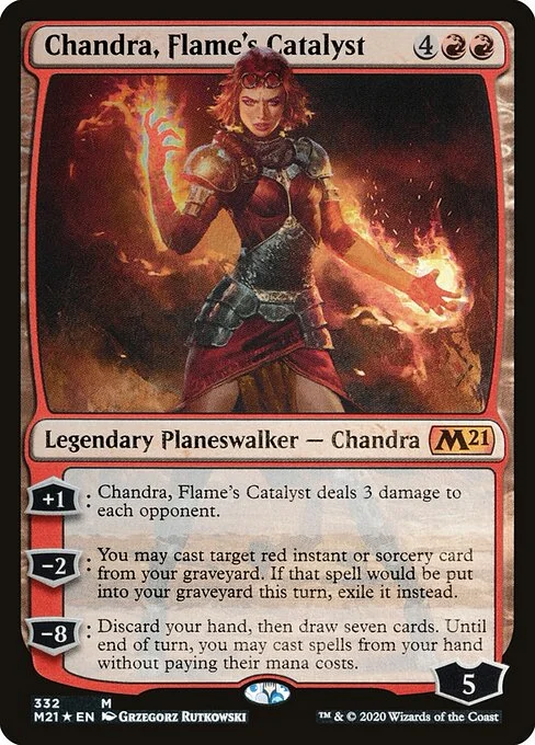 Chandra, Flame's Catalyst, carta Magic di tipo Legendary Planeswalker — Chandra illustrata da Grzegorz Rutkowski