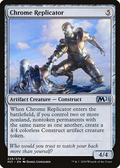 Chrome Replicator, carta Magic di tipo Artifact Creature — Construct illustrata da Daniel Ljunggren