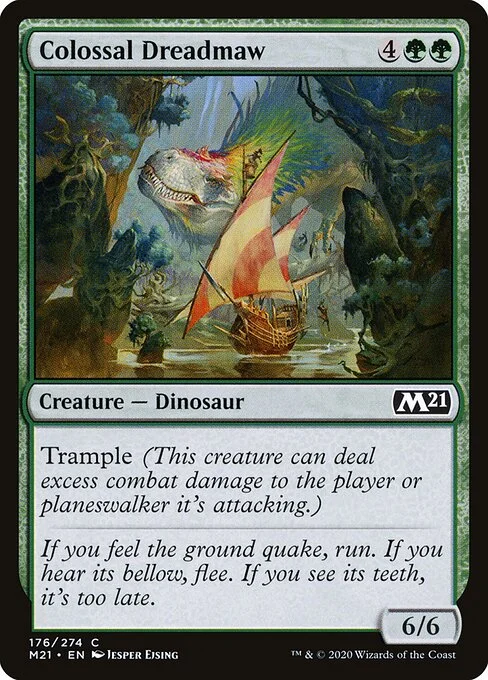 Colossal Dreadmaw, carta Magic di tipo Creature — Dinosaur illustrata da Jesper Ejsing