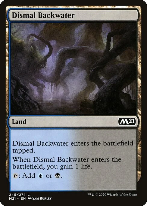 Dismal Backwater, carta Magic di tipo Land illustrata da Sam Burley